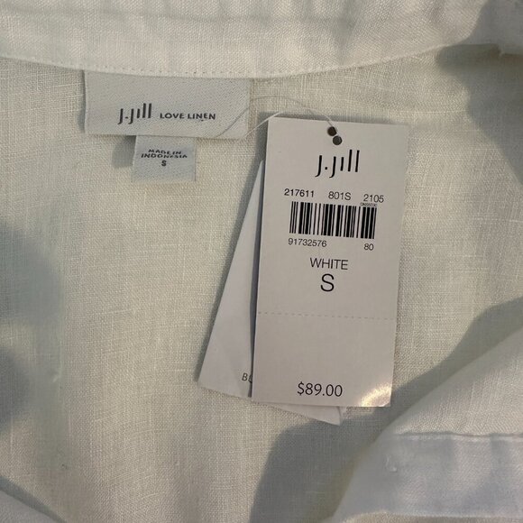 NWT J.Jill Love Linen White 1/2 Button Popover Tunic Top Shirt Size S Linen - Picture 12 of 16